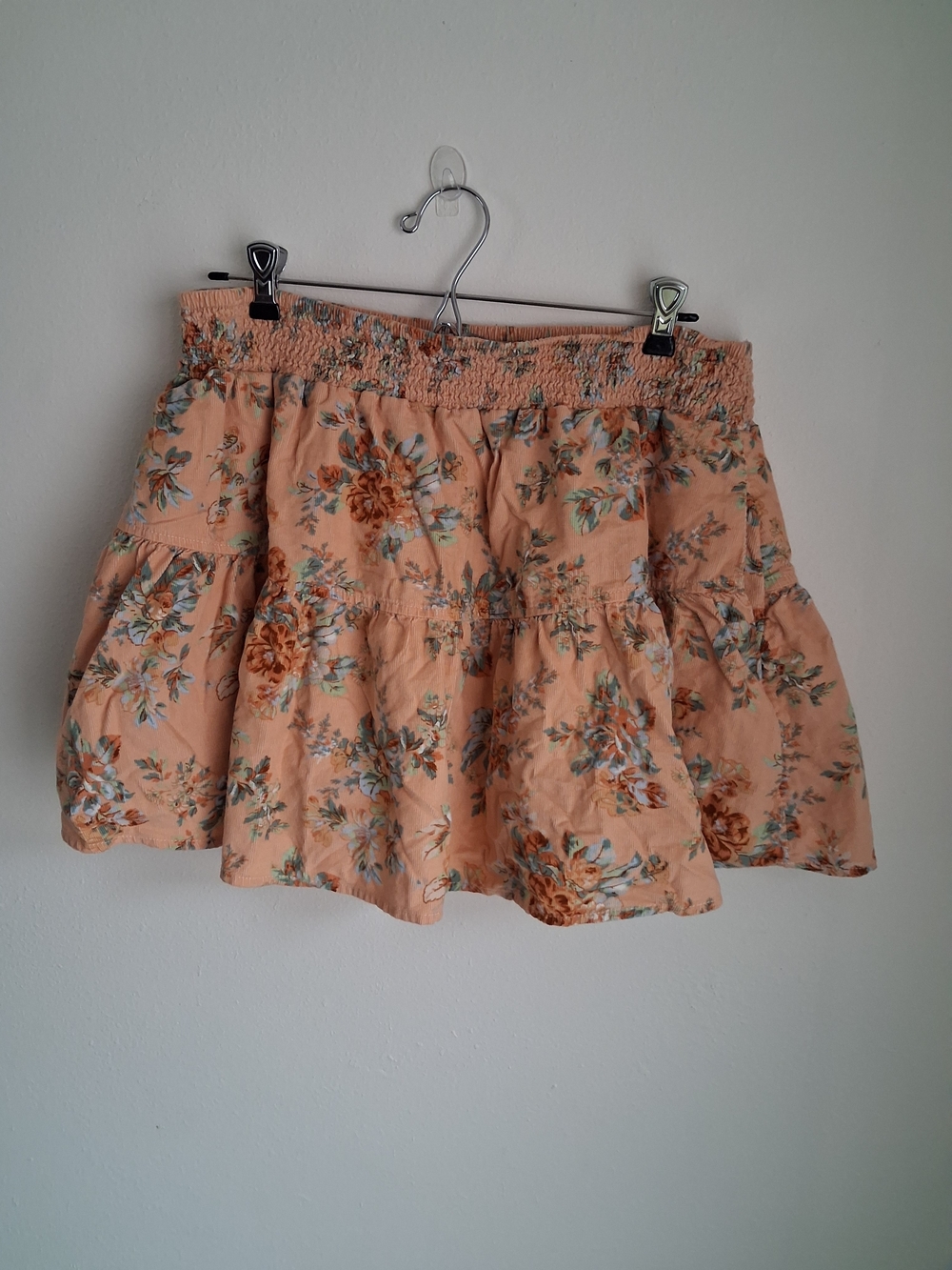 American Eagle Orange Floral Corduroy Mini Skirt XL